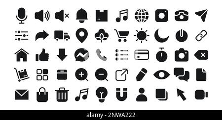 Semplici segni differenti minimalisti di mezzi sociali e di vettore di vendita. Set di icone grandi Illustrazione Vettoriale