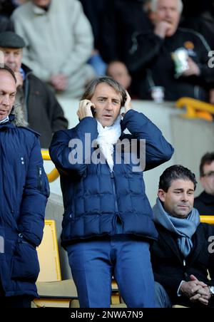 Roberto Mancini di Manchester City -Wolverhampton Wanderers / Swansea 22/10/2011 Foto Stock