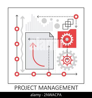 Gestione dei progetti aziendali. Flusso di lavoro aziendale efficace, agile illustrazione vettoriale del lavoro di squadra Illustrazione Vettoriale