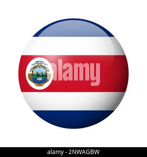 Bandera Costa Rica - distintivo cerchio lucido. Icona vettore. Illustrazione Vettoriale