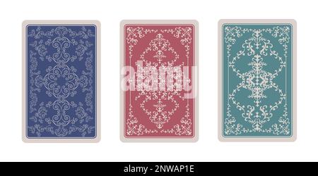 Set di disegni raffigurati per la riproduzione di carte isolate su sfondo bianco. Illustrazione Vettoriale