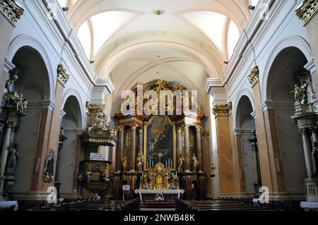 Altare, Chiesa della Santissima Trinità, Kostol Najsvätejšej Trojice, Trnava, Nagyszombat, Regione di Trnava, Repubblica Slovacca, Europa Foto Stock