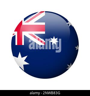 Bandera Australia - badge con cerchio lucido. Icona vettore. Illustrazione Vettoriale