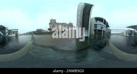 Edificio Reichtag a Berlino, Germania in 360 gradi, immagine 3D Foto Stock