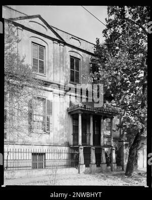 Richardson Owens Thomas House, 124 Abercorn St., Savannah, Chatham County, Georgia. Carnegie Survey of the Architecture of the South. Stati Uniti, Georgia, Contea di Chatham, Savannah, Houses, Balconi, Recinti, colonne. Foto Stock