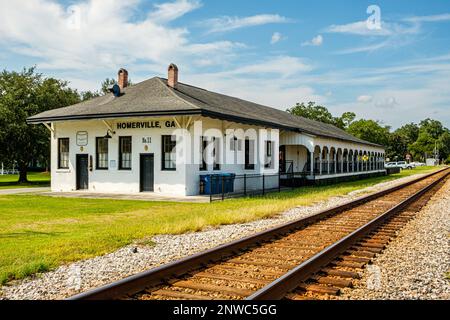 Stazione di Homerville n. 11 deposito ferroviario, East Plant Avenue, Homerville, Georgia Foto Stock