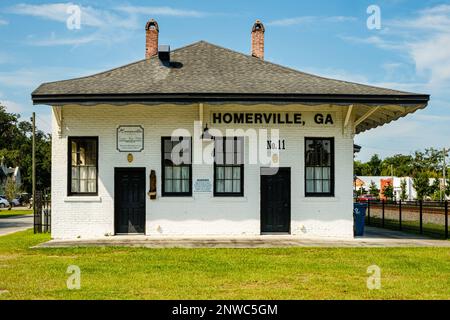 Stazione di Homerville n. 11 deposito ferroviario, East Plant Avenue, Homerville, Georgia Foto Stock