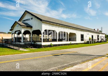 Stazione di Homerville n. 11 deposito ferroviario, East Plant Avenue, Homerville, Georgia Foto Stock