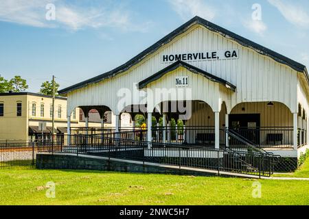 Stazione di Homerville n. 11 deposito ferroviario, East Plant Avenue, Homerville, Georgia Foto Stock