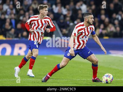 Madrid, Spagna. 25th Feb, 2023. Koke di Atletico durante la partita di calcio la Liga tra il Real Madrid e l'Atletico Madrid nell'Estadio Santiago Bernabeu di Madrid, Spagna. Il gioco si è concluso con un pareggio di 1-1. (Foto: Stampa sportiva Foto/Stampa sportiva Foto/C - SCADENZA UN'ORA - ATTIVARE FTP SOLO SE LE IMMAGINI HANNO MENO DI UN'ORA - Alamy) Credit: SPP Sport Press Foto. /Alamy Live News Foto Stock