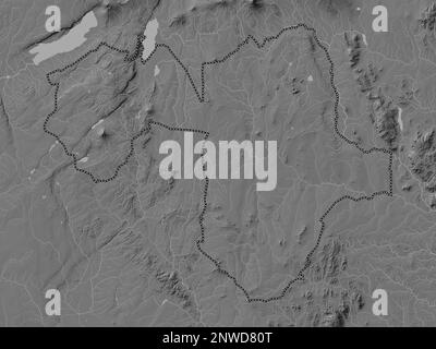 Manyara, regione della Tanzania. Mappa altimetrica bilivello con laghi e fiumi Foto Stock