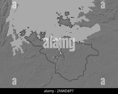 Mwanza, regione della Tanzania. Mappa altimetrica bilivello con laghi e fiumi Foto Stock