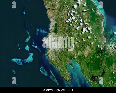 Zanzibar Ovest, regione della Tanzania. Mappa satellitare ad alta risoluzione Foto Stock