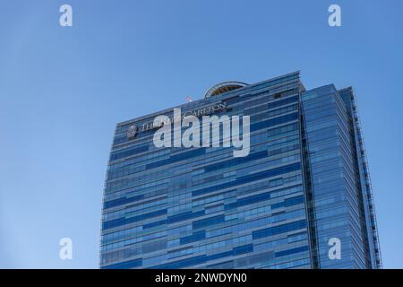 Una foto della sezione superiore del Ritz-Carlton Hotel, nel centro di Los Angeles. Foto Stock