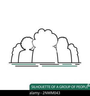 Silhouette profilo gruppo di uomini e donne di diversa cultura. Diversità persone multietniche e multirazziali. Concetto di uguaglianza razziale e anti Illustrazione Vettoriale