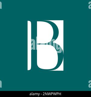 Carattere unico di lettera o parola B serif su spazio negativo o blocco quadrato immagine grafica icona logo disegno astratto concetto vettore stock iniziale o monogramma Illustrazione Vettoriale