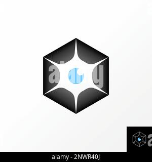 Semplice illustrazione occhio su esagono con estremità affilata immagine grafica icona logo design astratto concetto vettore stock simbolo relativo al segno o forma unica Illustrazione Vettoriale