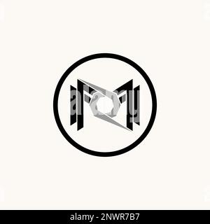 Carattere semplice ed unico lettera o parola MM linea di taglio con cattura screenshot icona grafica logo design astratto concetto vettore iniziale o fotografia Illustrazione Vettoriale