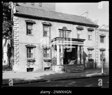 Habersham House, 25 Abercorn Street, Savannah, Chatham County, Georgia. Carnegie Survey of the Architecture of the South. Stati Uniti, Georgia, Contea di Chatham, Savannah, colonne, Portici, Portici, Case. Foto Stock