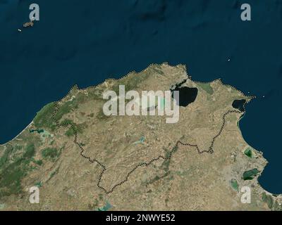 Bizerte, governatorato della Tunisia. Mappa satellitare ad alta risoluzione Foto Stock