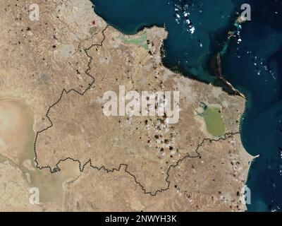 Monastir, governatorato della Tunisia. Mappa satellitare a bassa risoluzione Foto Stock