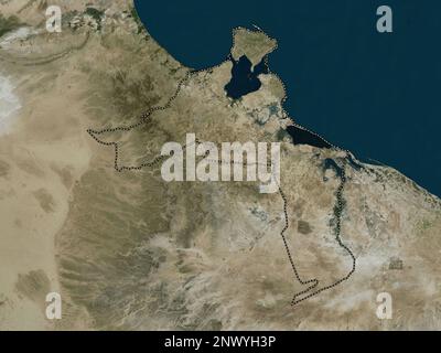 Medenine, governatorato della Tunisia. Mappa satellitare ad alta risoluzione Foto Stock