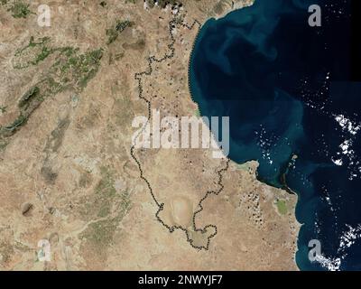 Sousse, governatorato della Tunisia. Mappa satellitare a bassa risoluzione Foto Stock