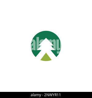 Pine Tree Logo Design semplice e pulito. Lettera A Pino Illustrazione Vettoriale