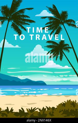 Time to Travel poster delle vacanze estive Illustrazione Vettoriale