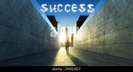 Immagine concettuale dell'uomo d'affari sulla strada del successo Foto Stock