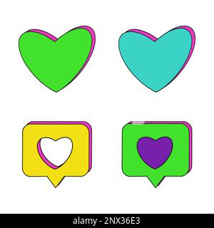 Cuori vettoriali a colori. Cuori verdi e blu. Vettore ESP10 Illustrazione Vettoriale