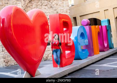 Scultura in Waygand street, a Beirut Souks, Downtown, Beirut, Libano Foto Stock