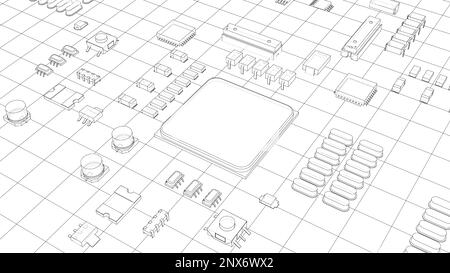 Circuito stampato elettrico, chip vari Foto Stock
