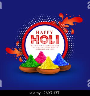 Vector Illustration of colorful Happy Holi background - Festival indiano dei colori. Illustrazione Vettoriale