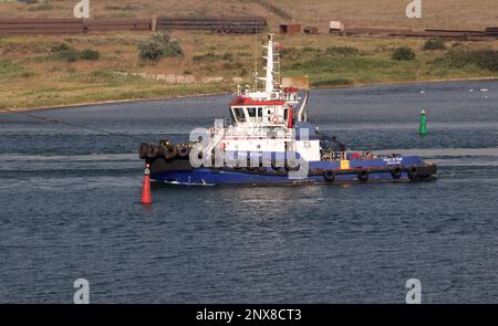 ODESSA, UCRAINA - 09 agosto 2021: Carico di grano in stive di nave da carico marittimo su una linea automatica in porto marittimo da silos di deposito di grano. BUN carico alla rinfusa Foto Stock