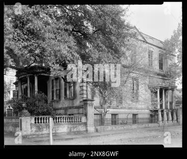 Richardson Owens Thomas House, 124 Abercorn St., Savannah, Chatham County, Georgia. Carnegie Survey of the Architecture of the South. Stati Uniti, Georgia, Contea di Chatham, Savannah, colonne, Portici, Recinti, Case. Foto Stock