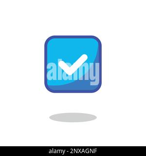 Icona blu quadrata del vettore di badge verificato Illustrazione Vettoriale