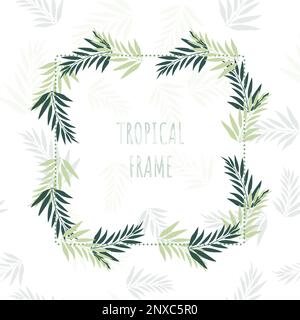 Cornice decorativa con foglie tropicali. Illustrazione del vettore estivo. Illustrazione Vettoriale