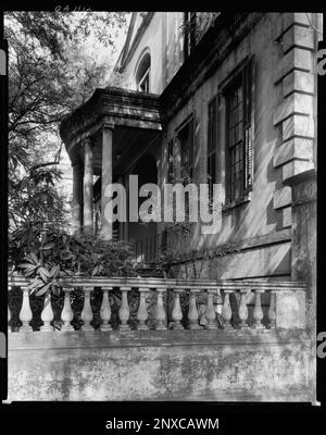 Richardson Owens Thomas House, 124 Abercorn St., Savannah, Chatham County, Georgia. Carnegie Survey of the Architecture of the South. Stati Uniti, Georgia, Contea di Chatham, Savannah, Fences, Colonne, Case. Foto Stock