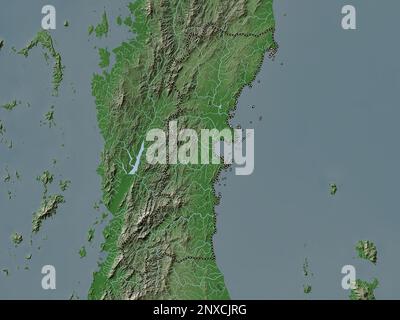 Chumphon, provincia della Thailandia. Mappa dell'altitudine colorata in stile wiki con laghi e fiumi Foto Stock