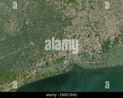 Samut Sakhon, provincia della Thailandia. Mappa satellitare a bassa risoluzione Foto Stock