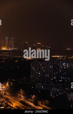 Splendida vista notturna di Hangzhou Foto Stock