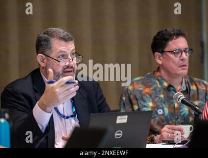 HONOLULU (7 febbraio 2023) il Peacekeeping Operations Coordination Board – Technical Working Group, composto da rappresentanti di Australia, Canada, Francia, Giappone, Repubblica di Corea, La Nuova Zelanda, il Regno Unito e gli Stati Uniti hanno tenuto il suo 10th° incontro di coordinamento multinazionale, dal 7 al 9 febbraio 2023 a Honolulu, Hawaii, come parte degli Stati Uniti Global Peace Operations Initiative (GPOI) per conto del comando Indo-Pacific degli Stati Uniti. USINDOPACOM si impegna a rafforzare la stabilità nella regione Asia-Pacifico promuovendo la cooperazione in materia di sicurezza, incoraggiando lo sviluppo pacifico e rispondendo alle controversie Foto Stock