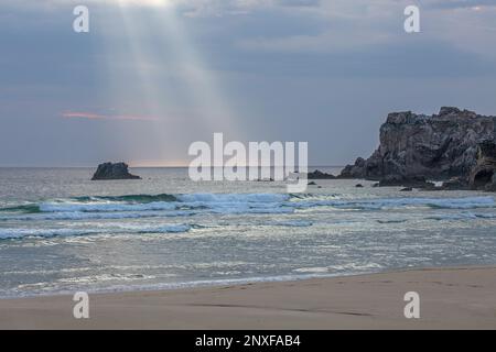 Mangersta Beach a Twilight, Lewis, Isola di Lewis, Ebridi, Ebridi esterne, Western Isles, Scozia, Regno Unito, Gran Bretagna Foto Stock