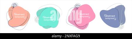 Banner astratti di forme liquide. Macchie irregolari effetto di taglio della carta. Palline organiche fluide con contorni e graffiette. Web o modelli di stampa. Illustrazione vettoriale. Illustrazione Vettoriale