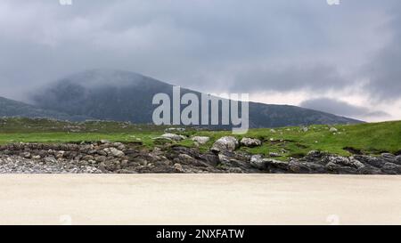 Mol Tiacanais, Sandy Beach a Mealasta, Lewis, Isola di Lewis, Ebridi, Ebridi esterne, Western Isles, Scozia, Regno Unito, Gran Bretagna Foto Stock