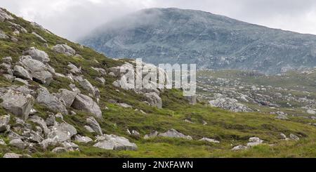 Montagne Rolling a Mealasta, Lewis, Isola di Lewis, Ebridi, Ebridi esterne, Western Isles, Scozia, Regno Unito, Gran Bretagna Foto Stock