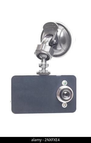 Videocamera per auto isolata su sfondo bianco. Foto Stock