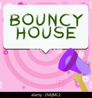 Didascalia di testo che presenta Bouncy House. Business showcase programma automatizzato che gira su Internet intelligenza artificiale Foto Stock