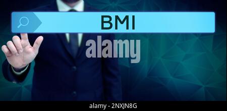 Scrittura a mano BMI. Metodo di metodo di affari di stima dei livelli grassi corporei basato sul peso e l'altezza Foto Stock